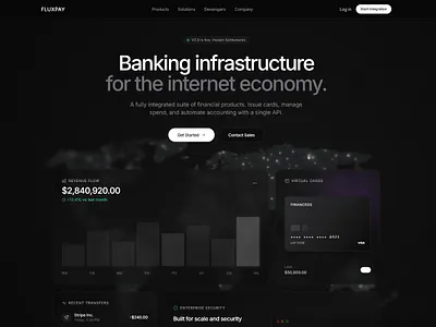 FluxPay – Fintech Landing Page Design | Banking & Payments SaaS b2b saas design banking website design dark ui design design agency financial dashboard ui financial services website fintech landing page fintech website modern fintech payment platform ui payments app design saas landing page startup landing page web ui design