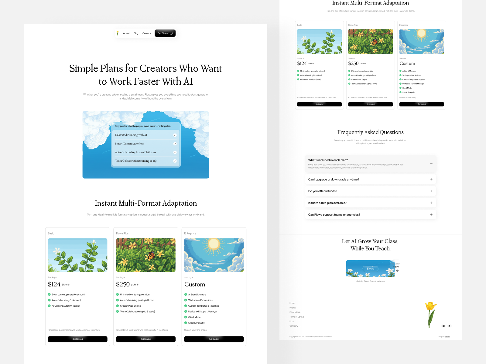 Flowa - Pricing Page Website branding clean cool dashboard design edutech illustration landingpage logo price pricing pricingpage ui uiux ux website