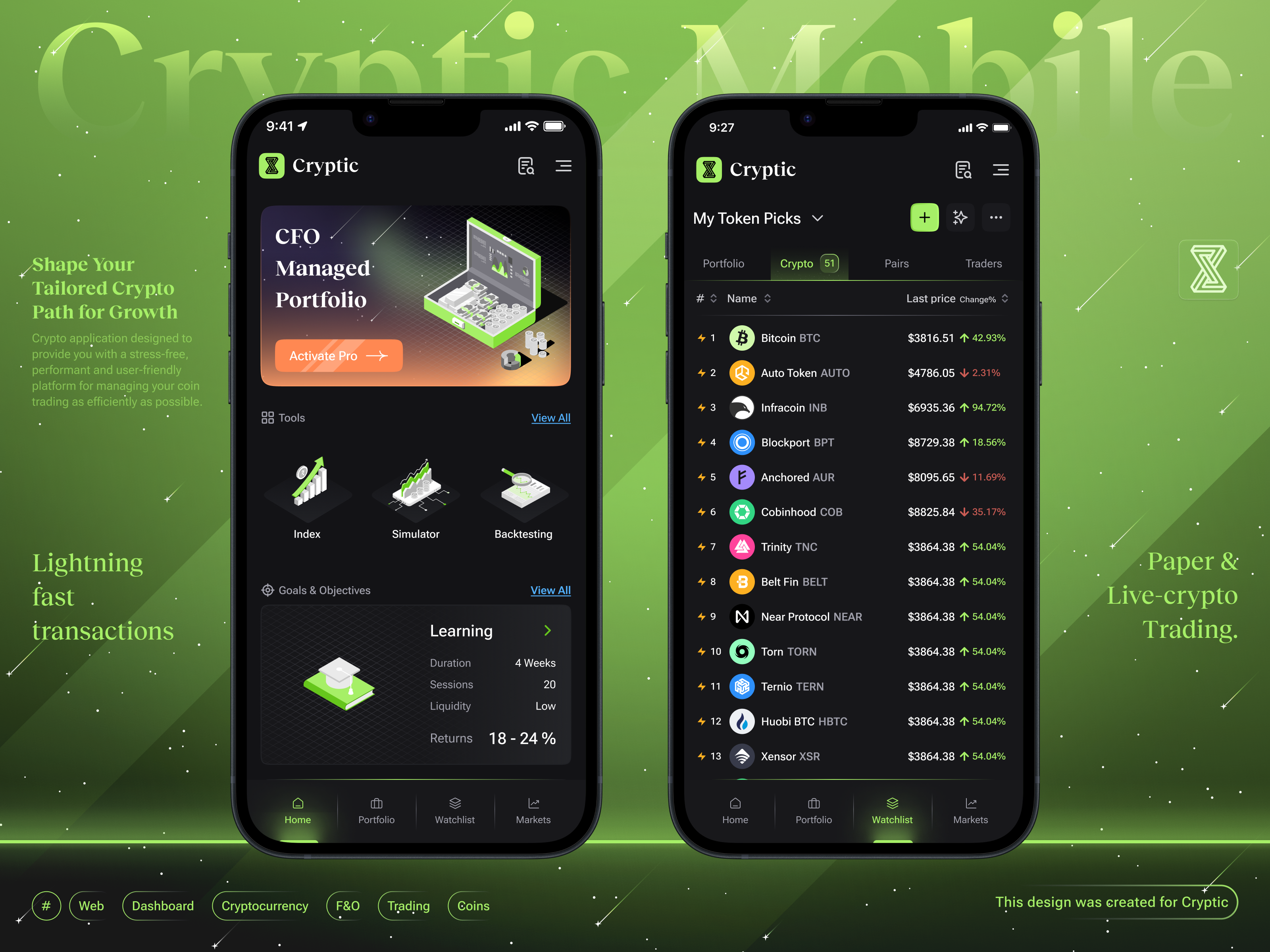 Crypto Trading  AI App - Home & Watchlist