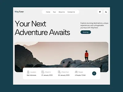 High-End Travel Landing Page UI — Modern Adventure Booking creativeui designinspiration digitalexperience dribbble figmadesign landingpage luxuryui modernweb productdesign saasdesign tourbooking travelplatform travelui travelwebsite uidesign uiuxdesign uxdesign uxui webdesign webui