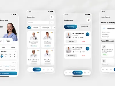 Doctor Booking & Telehealth App ✦ DocEase app app design app interface appointment appointment booking clean design doctor appointment app figma health healthcare app ios medical ui mobile mobile app design mobile app ui mobile ux ui ui design uiux