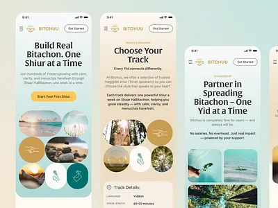 Spiritual and Personal Growth Platform Design audio beige blue gradients green jewish light mobile pastel podcast religion religious spiritual web