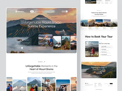 BromoRise Travel Website Landing Page Design booking landing page minimalist mountain travel travel agency travel web travel website traveling traveller ui ui design web design website