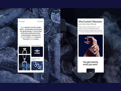 Design for custom jewelry website. Mobile version agency branding creative custom design illustration interface jewelry jewelry mobile jewelry website landing page luxury mobile mobile version modern ui uiux ux webdesign website