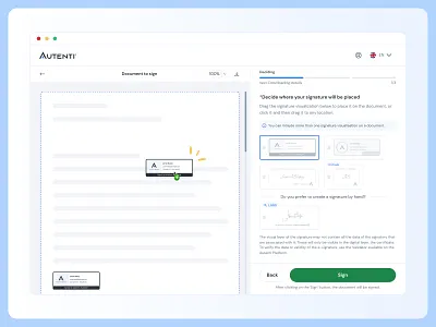 Autenti - Multiple signature placement document signing document workflow drag and drop e signature enterprise software feature design fintech interaction design interface design many signatures placing visualization process project saas selection states signature ui usability ux visualization