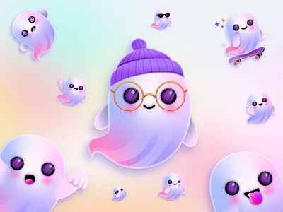 Glooby Ghost Mascot animation art brand mascot branding character cute mascot design doodle emoji design emoji illustration ghost icons illustration logo mascot ui vector