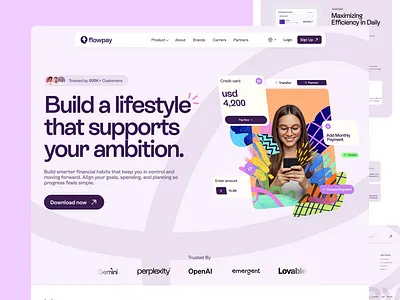 Flowpay | Fintech Landing Page 3d animation branding design figma graphic design illustration logo motion graphics ui uiux ux web design