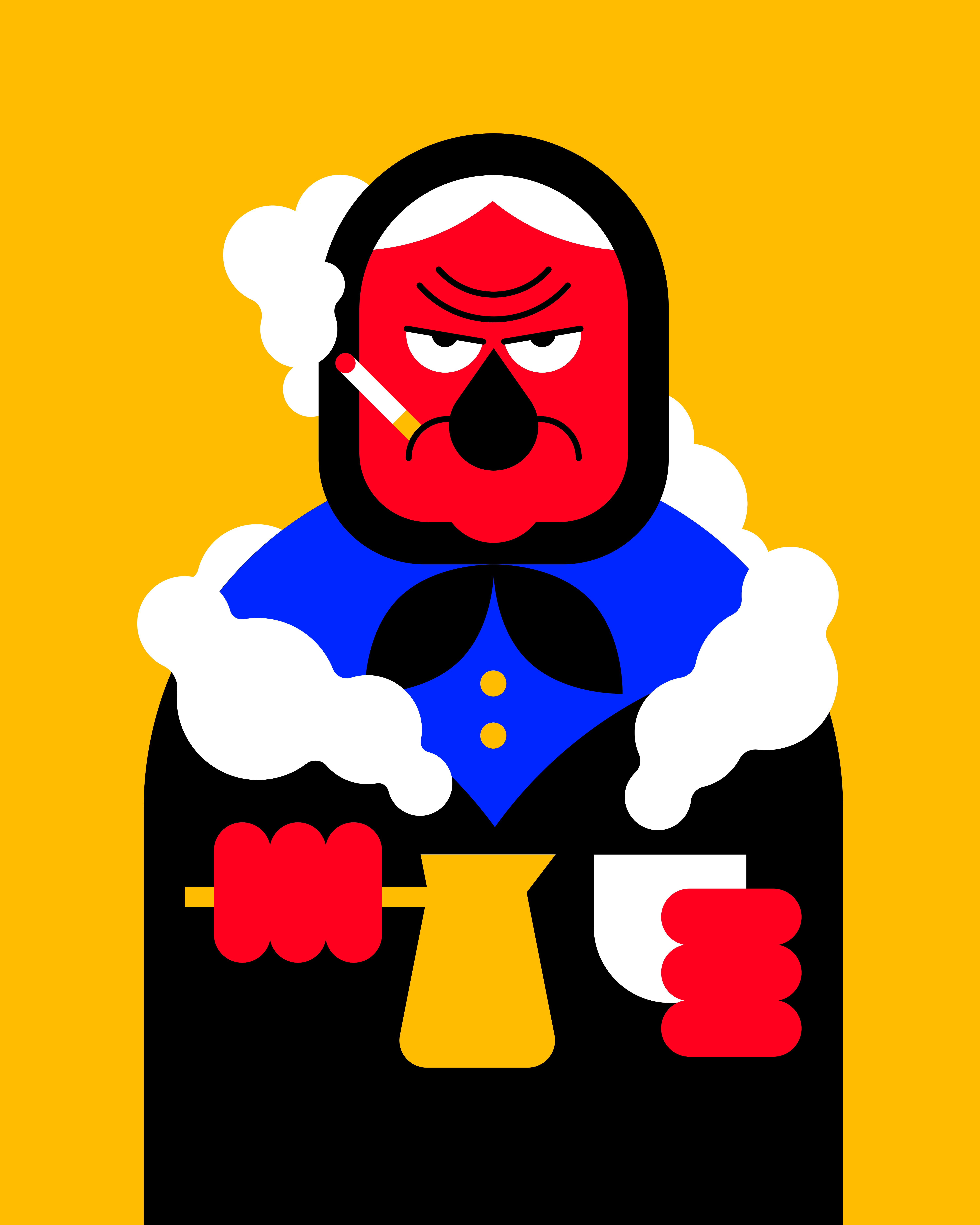 Granny character design cigarette coffe design geometric art graphic design illustration smoke vector