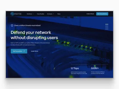 Cybersecurity website hero concept cinematic cybersecurity defence industrial landing page modern network noise uiux webdesign