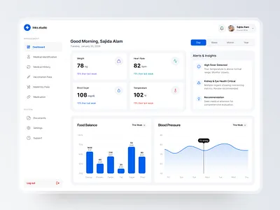 Inks.studio | Modern Healthcare Web App UI cleaninterface dashboard ui dashboarddesign datavisualization figma healthcare healthtracker inksstudio medicalui minimalist patientcare productdesign telemedicine uiux webapp wellnessapp