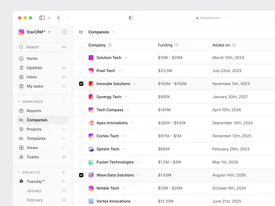 Company Leads Table app design app ui app ux clients company data crm crm app crm design data data design data table list design relation saas app table design table list ui ui design ux ux design