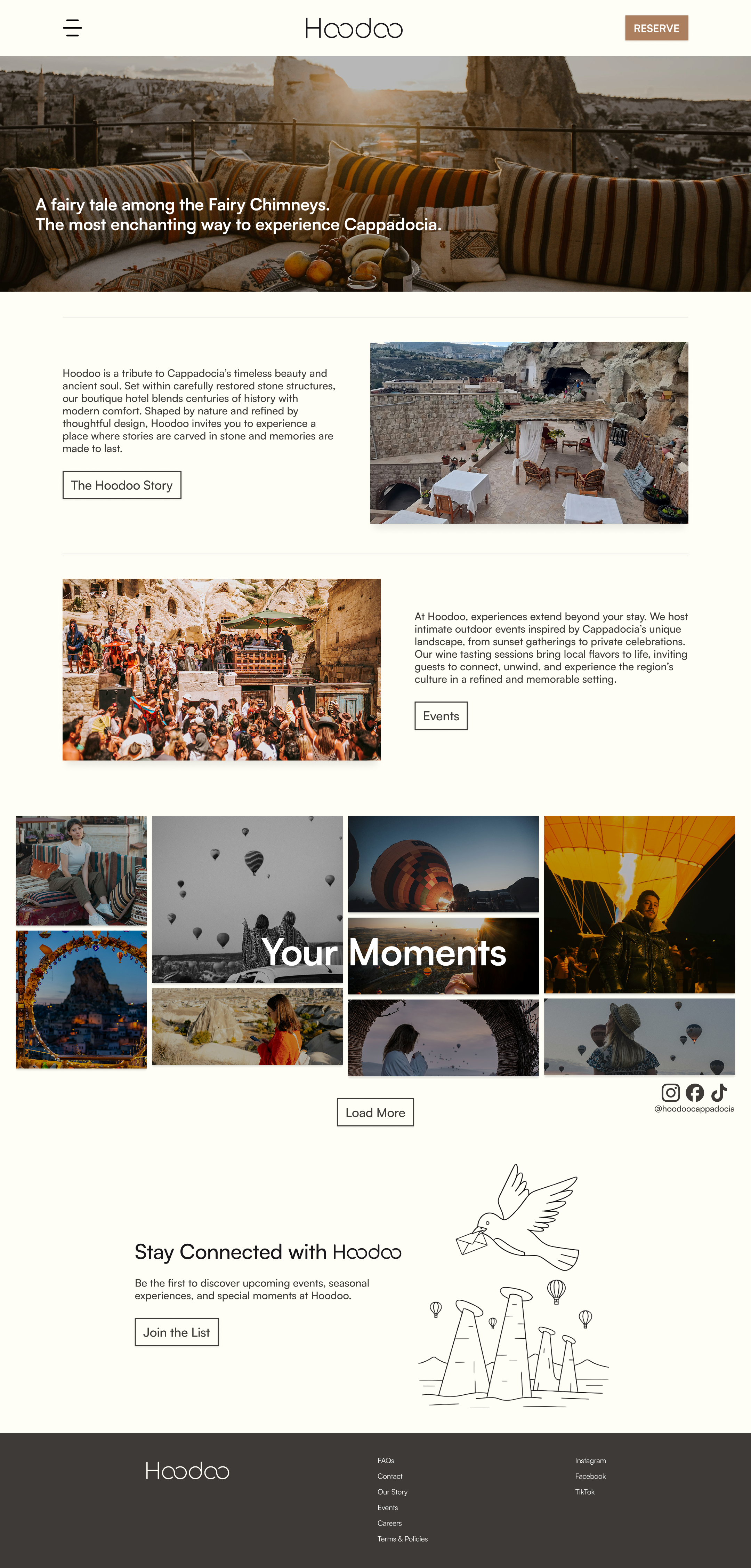 Hoodoo — Boutique Hotel Landing Page branding hotel landing page hotel website landing page ui website