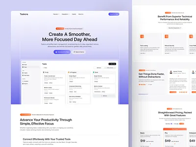 Saas Landing Page b2b design framer template landing page product saas saas landing page saas website design software startup task management web design website design