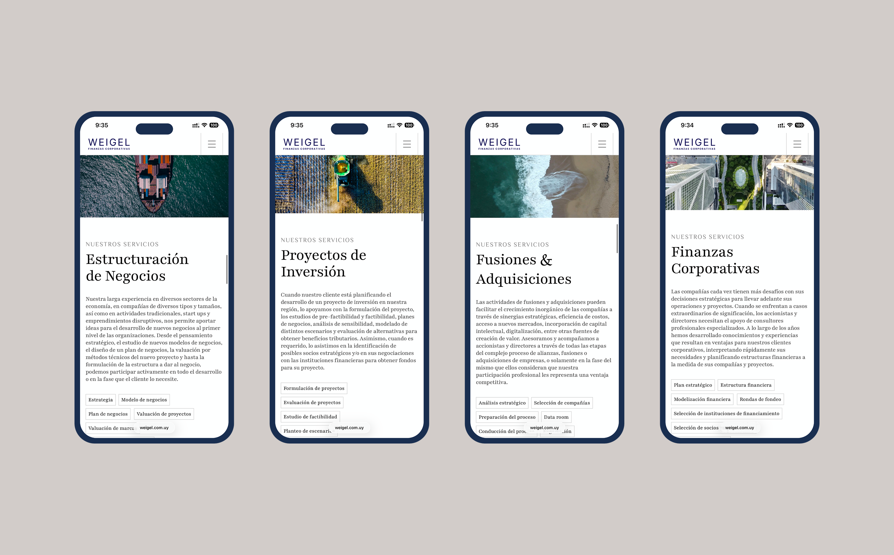 Weigel Finanzas Corporativas - Website Design branding design framer graphic design landing logo ui ux website
