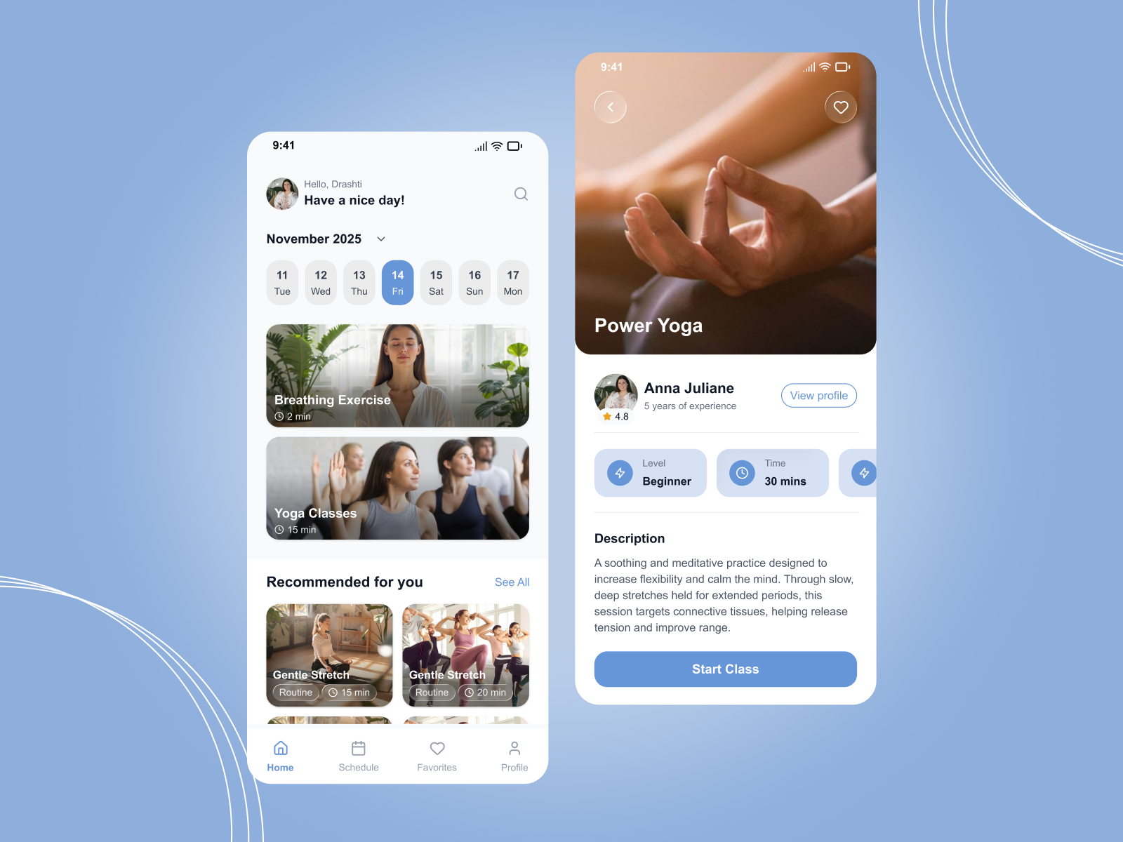 Yoga & Meditation App UI appdesign meditationapp mobileui ui uiux yogaapp