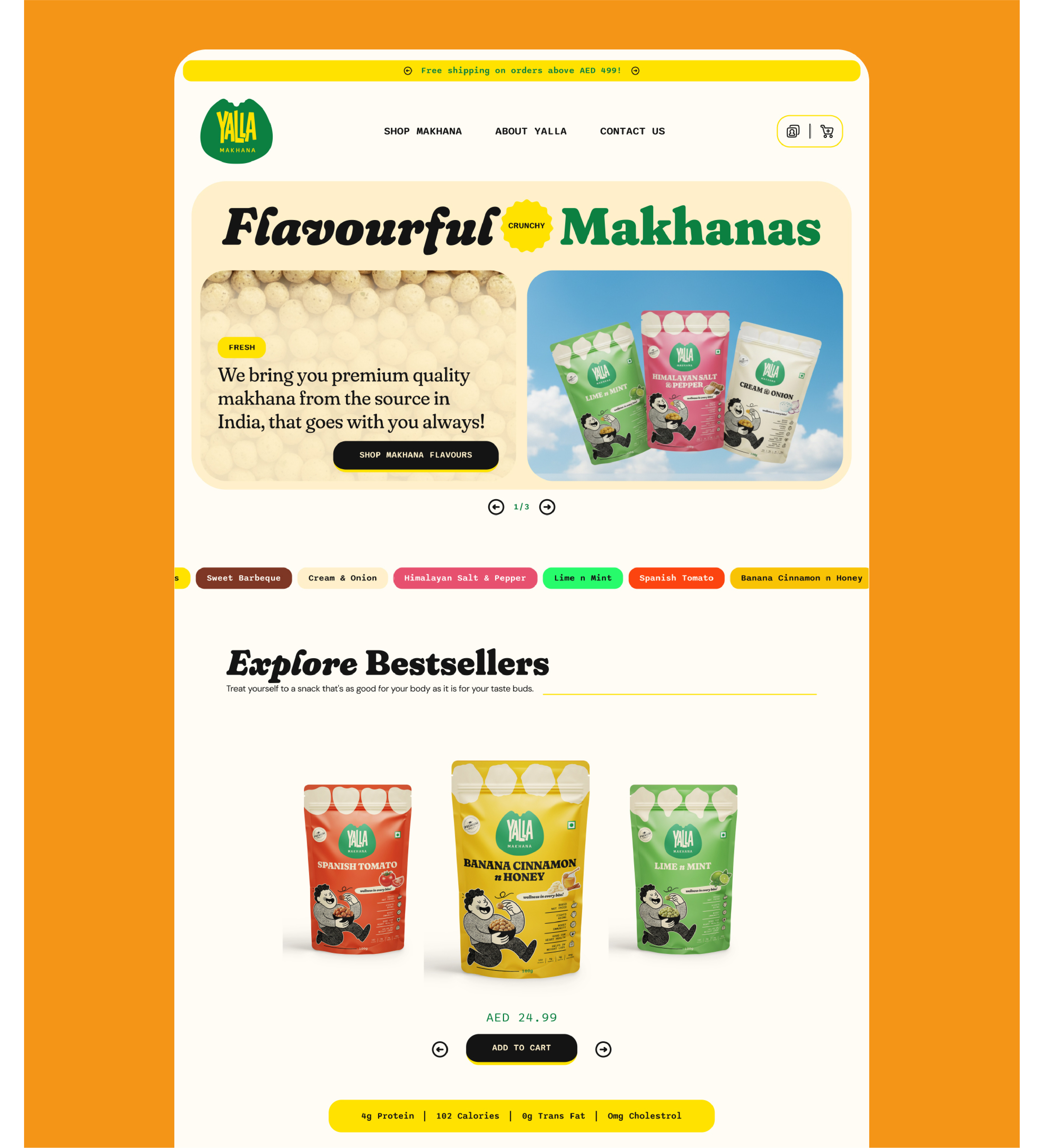 Website Design for a Makhana Brand: Yalla app design branding figma graphic design logo packaging ui ux
