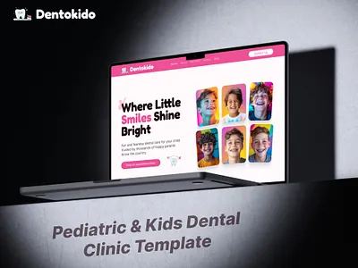 Dentokido Pediatric Dental Elementor Template Professional dental dentists design designtocodes elementor kid dental modern professional template design ui web design web template website design website template