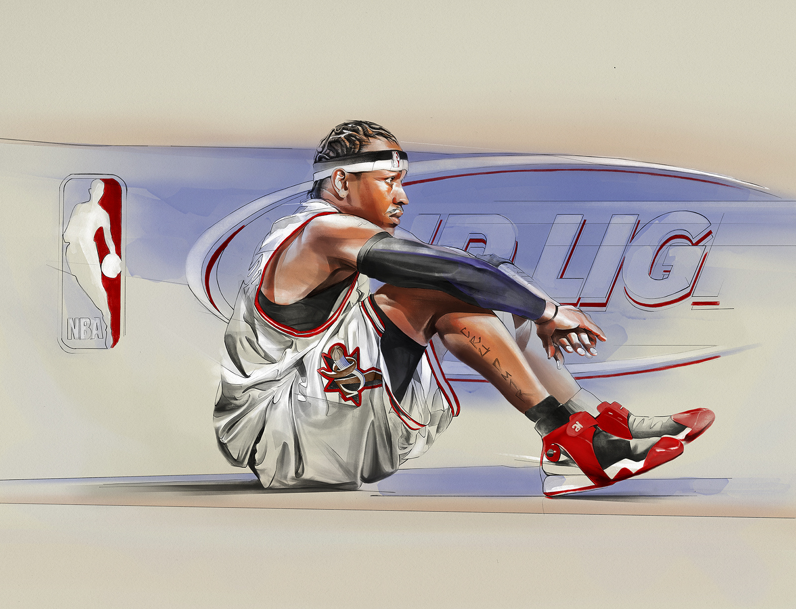 Allen Iverson 76ers allen iverson drawing illustration nba pencil reebok