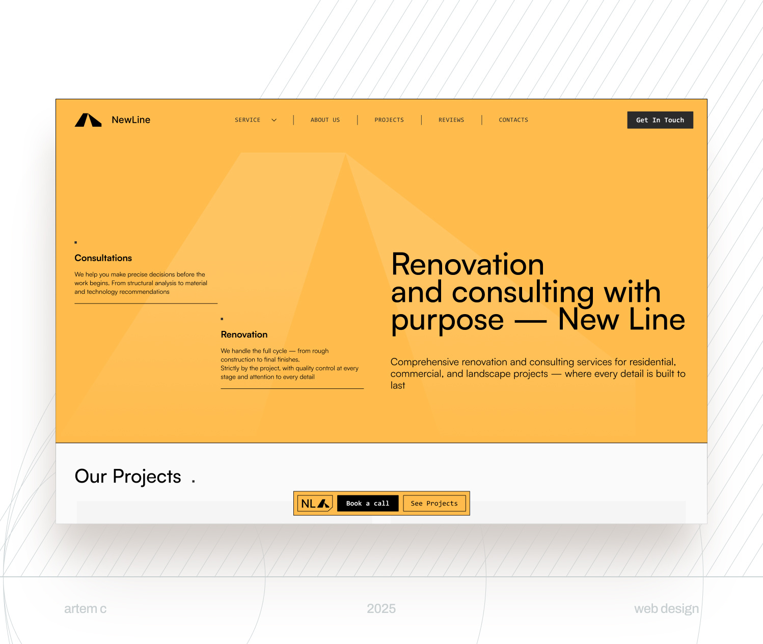 Construction company landing page concept landing ui website ui