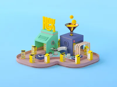 Tiny dream factory 3d branding c4d design illustration