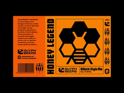 Glyph Beer 84 agriculture bee bee hive beer label ecosystem farm farming glyph honey honeybee honeycomb icon label design logo logo designer nature packaging design symbol