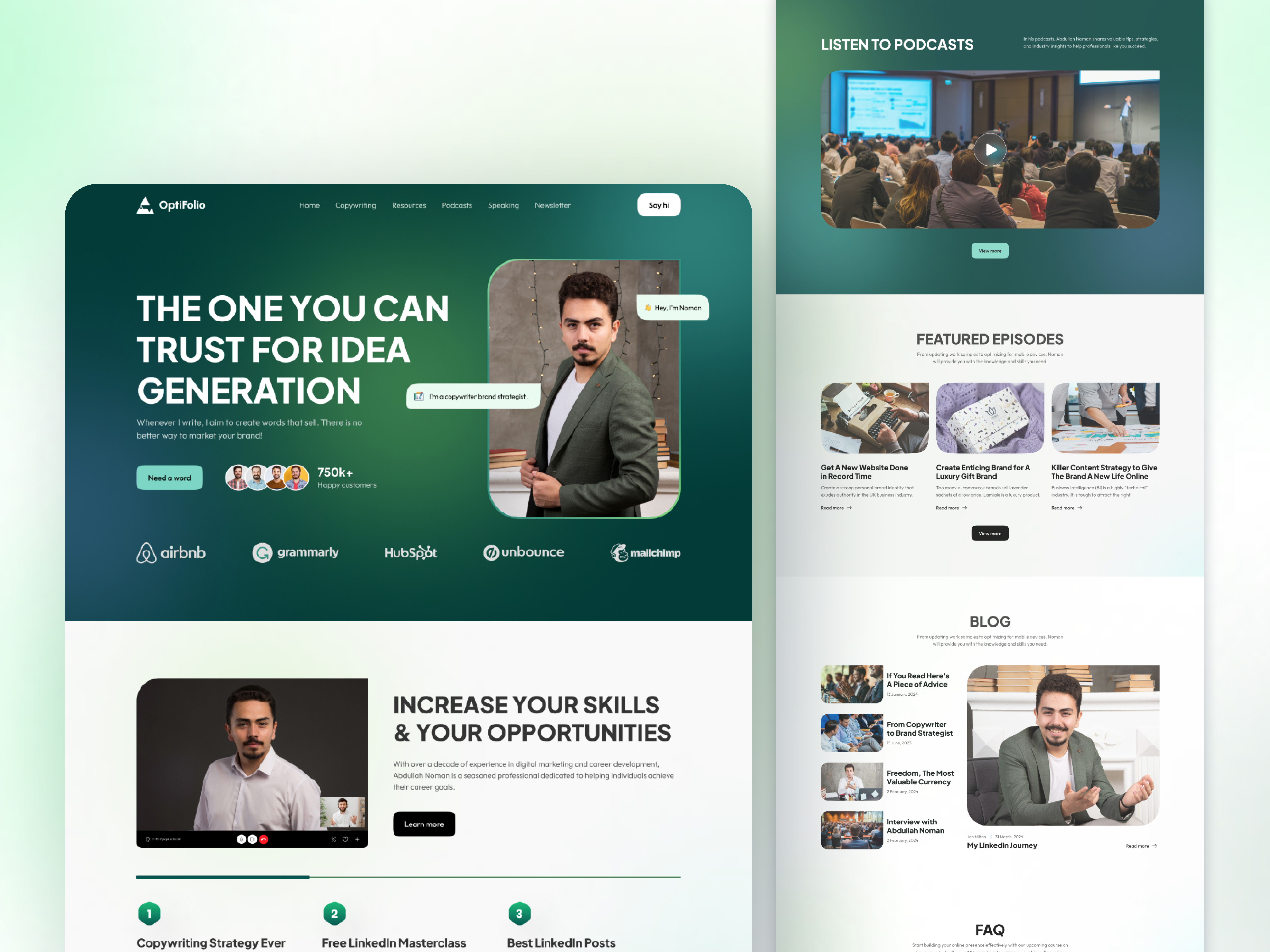 Example of Website Design Per Page