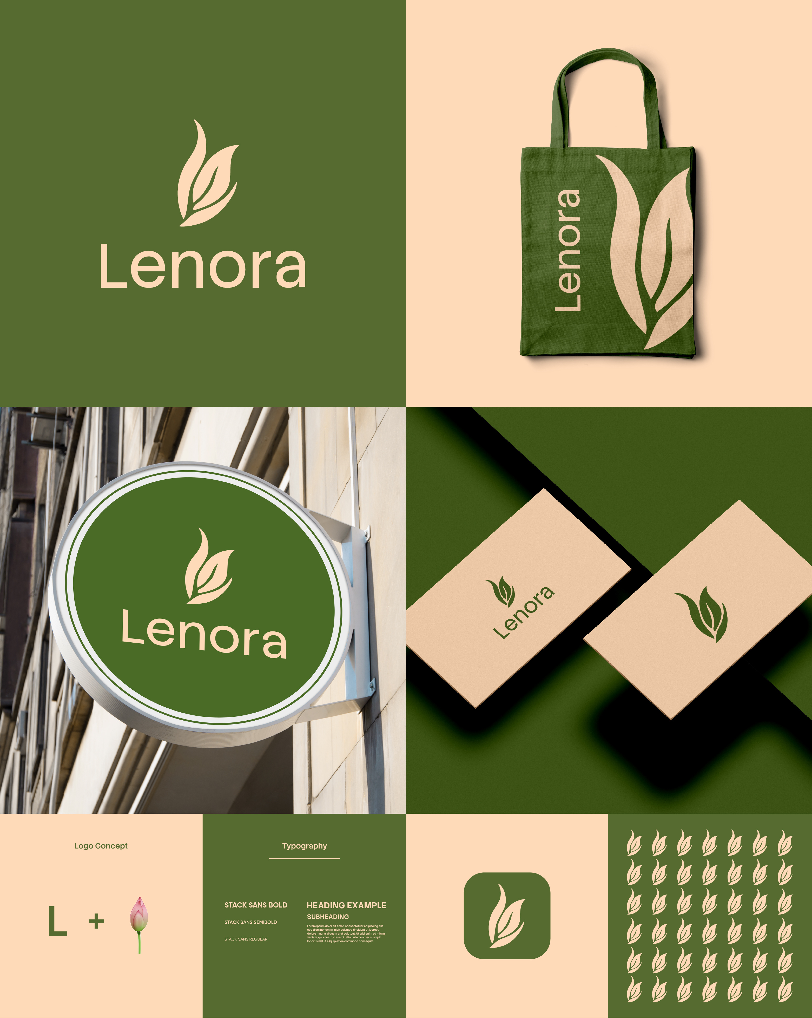 Lenora – Organic Wellness Brand Identity & Logo Design branddesign brandidentity ecofriendlydesign logodesign minimallogo organicbranding visualidentity wellnessbrand