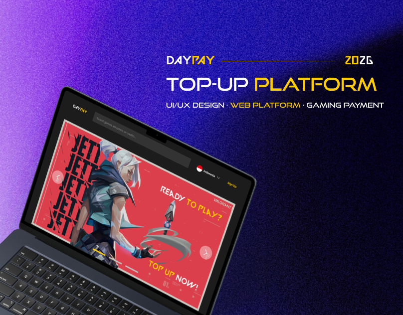 Daypay — Gaming Top-Ups & Digital Vouchers branding darkui gaming landingpage moderndesign platformdesign productdesign responsivedesign saas topup uidesign uiux userinterface uxdesign webdesign