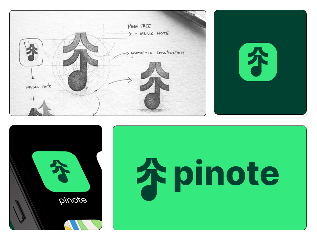 pinote geometric logo logo design music music logo music note musical nature logo note pine pine tree tree tree logo