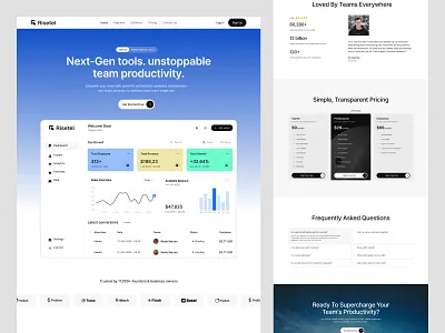 Modern SaaS Landing Page Design clean design converting creative design dashboard dashboard ui figma landing page modernd ui product design saas saas landing page template design testimonial ui design uiux ux design web app web design website website design