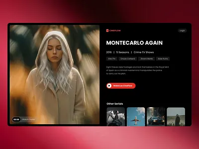 Immersive Streaming Experience - Web Site cinema dark mode films interface layout design red website streaming platform ui design ux design web animations web builder web design website