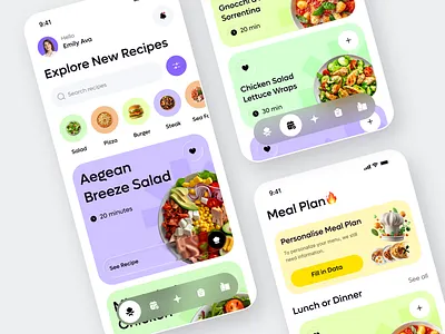 AI Meal Planner & Recipe App Design app design calorie tracker cooking app diet app fitness app food app food tracking health app meal planner mobile mobile designer nutrition nutrition app recipe app