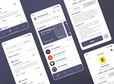 Job Finder Mobile App application career design find job hire hiring job finder job listing mobile app mobile design ui ux work