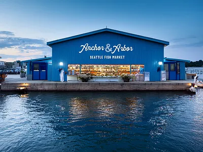 Logo design for a Seattle fish market brand graphic design logo typography