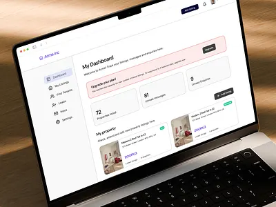 Dashboard: Landlord-tenant platform dashboard platform product design real estate saas ui ux web design