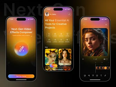 AI-Powered Video Creation App 3d animation graphic design ui