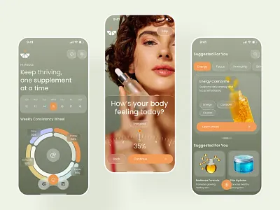 Supplement Tracker App — Glassmorphism UI Design 3d animation graphic design ui
