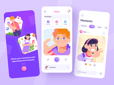 🌠PictPin - Live Photo Sharing App app branding design figma fun graphic design illustration mobile mobileapp sharing ui userinterface ux vector