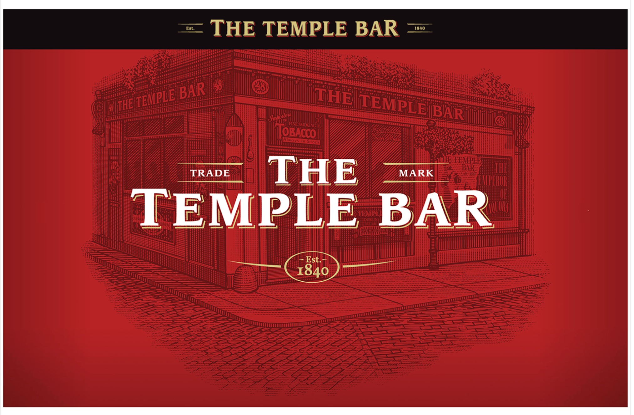 The Temple Bar Whiskey Label rendered by Steven Noble artwork branding design engraving etching illustration line art scratchboard steven noble woodcut