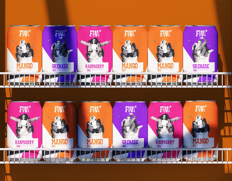 Fruvia - Natural Fruit Beverages Packaging Design animation branding can design graphic design illustration label logo modern motion graphics product vector