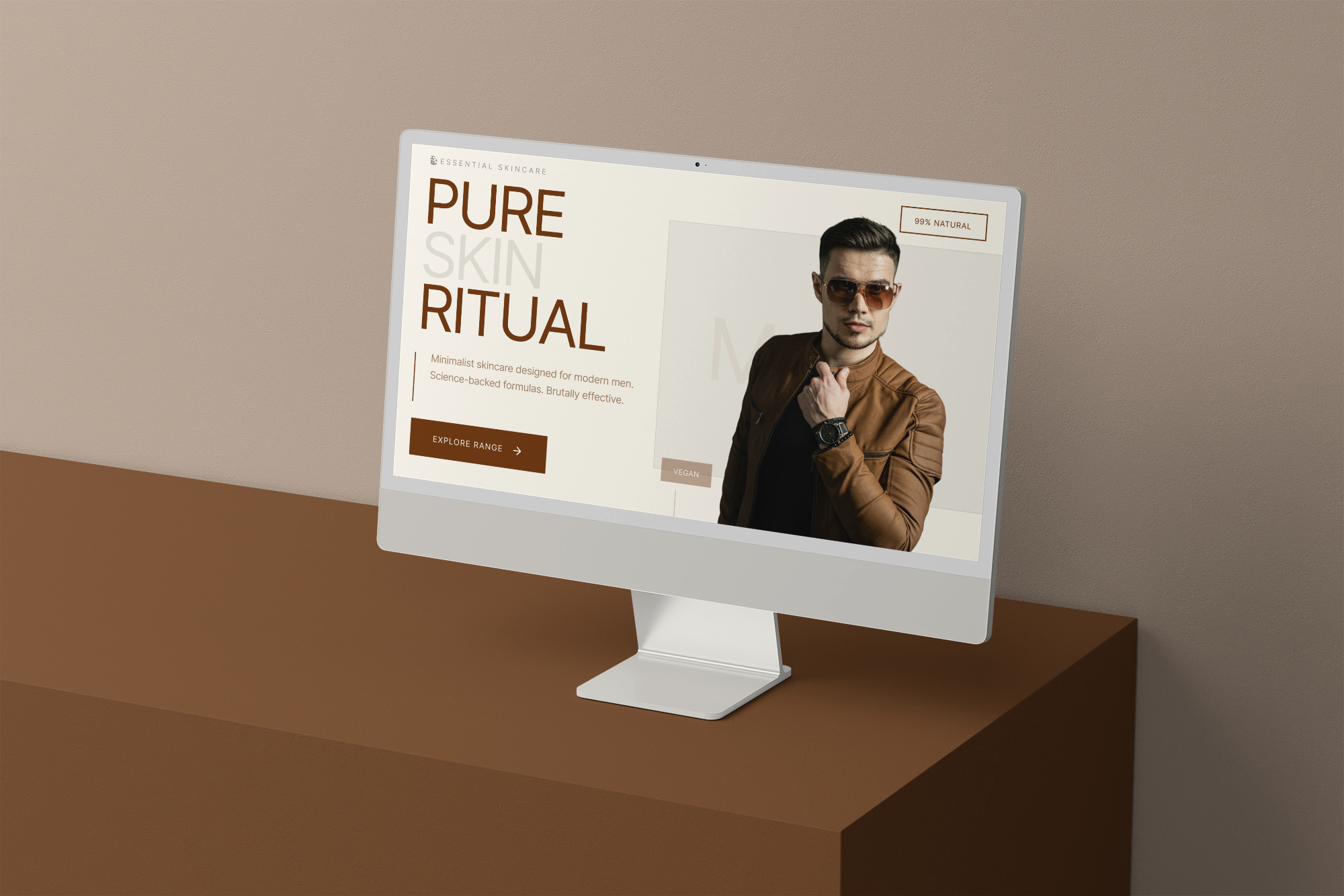 Essential Skincare – Men’s Grooming Brand UI beauty branding ecommerce figma lifestylebrand malefashion malejacket malemodel maleskin mensskincare minimaldesign modelpage skincare uidesign uxdesign webdesign