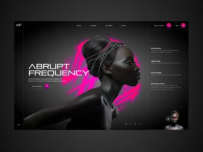 Abrupt Frequency Web Ui Landing Shot branding design digital marketing graphic design illustration neon photography ui ui design ux ux design vibrant web design