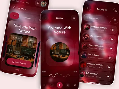 Modern Podcast Streaming App adobexd audioplayer b2b behance c4d darkmode interactiondesign mobileapp music musicapp playlist podcast podcastapp productdesign saas spootify streaming app streamingapp uiux visualdesign