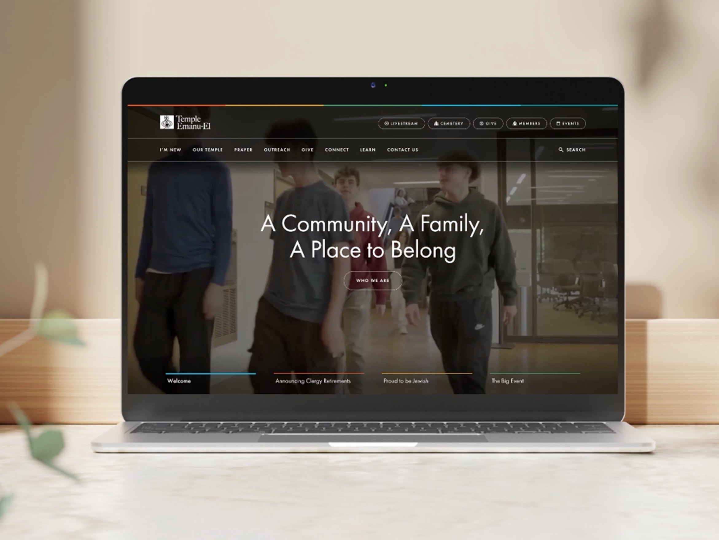 Temple Emanu-El Homepage Refresh agency animation design graphic design homepage jewish rainbow temple ui ux web design