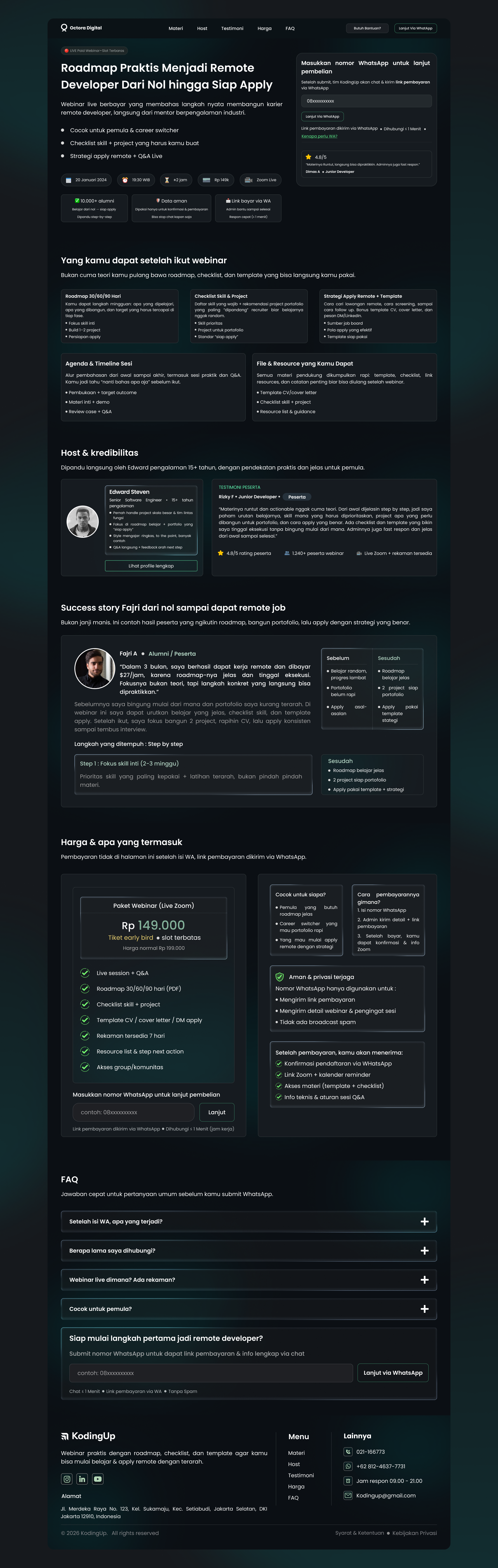 Webinar Landing Page - Octora Digital app branding design designer free graphic design illustration landing page logo mentor mockup remote typography ui uiux ux vector webinar website