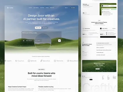 Craftly - AI Design Assistant ai aiassistant aitools chat bot cleanui creativeai creativeworkflow landingpage landingpagedesign modernui saas saas landing page saasdesign techproduct uidesign uxdesign uxui web design website