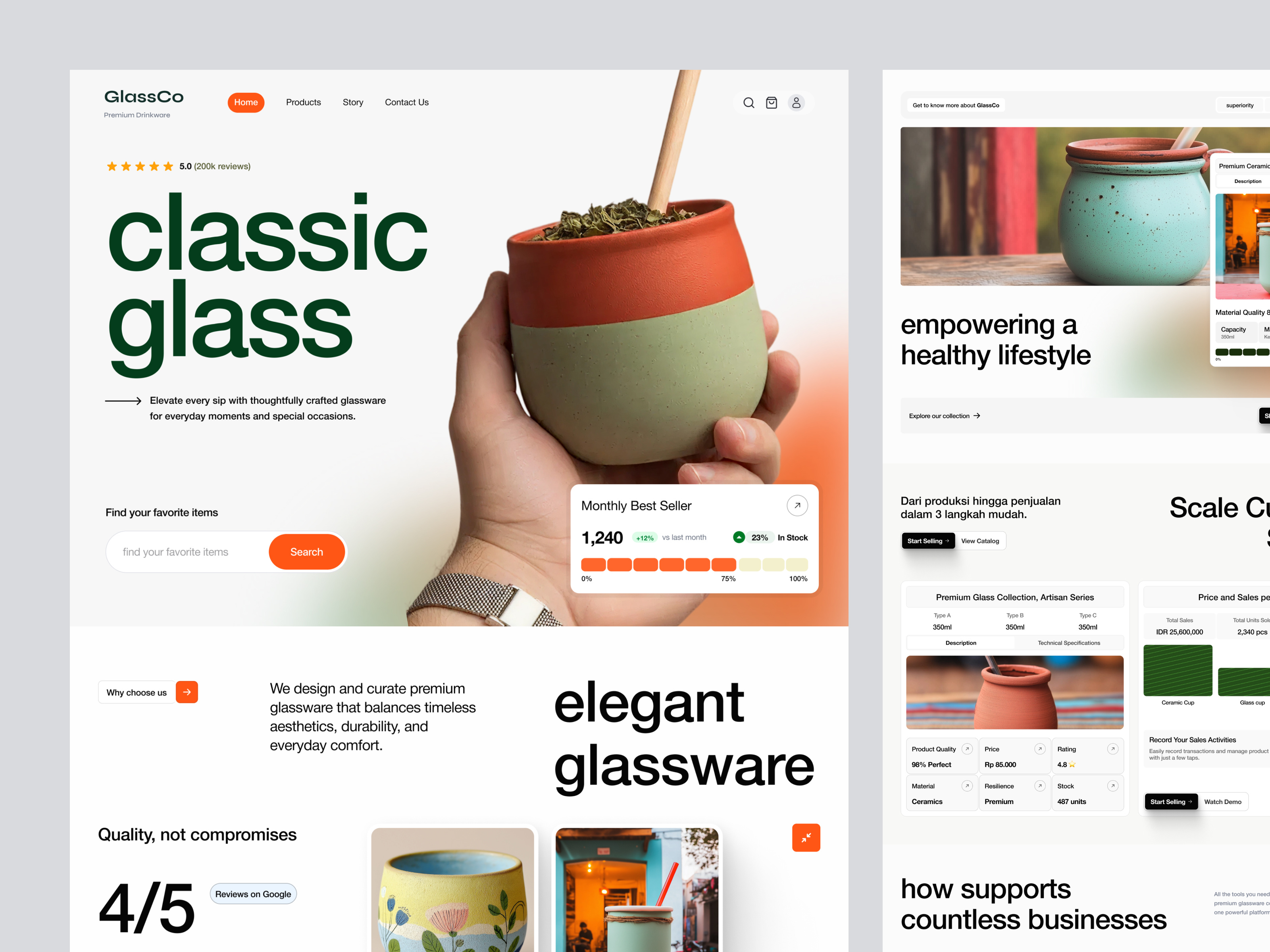 Ceramic Glass eCommerce agency branding craft design digital ecommerce elementor framer glass landing marketing marketplace online page shop store ui webflow website wordpress