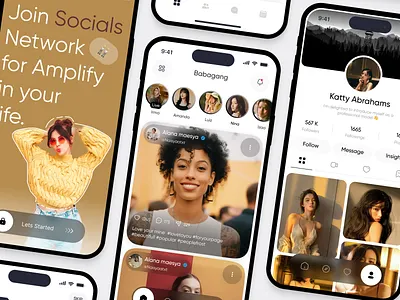 Babagang - Social Media App app chat community facebook instagram media messages minimal minimalist mobile mobile app social social media ui ui design ux