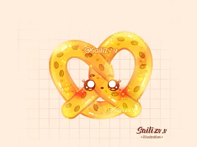 PRETZEL ART Kawaii by sailizv.v adorable adorable lovely artwork concept creative cute art design digitalart illustration