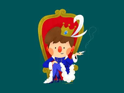 Too Much cartoon character color crown cute demure design fancy heels high illustration king smoke throne